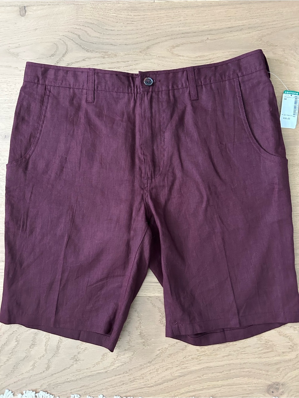 Men's Le 31 Burgundy Linen Shorts Size 34